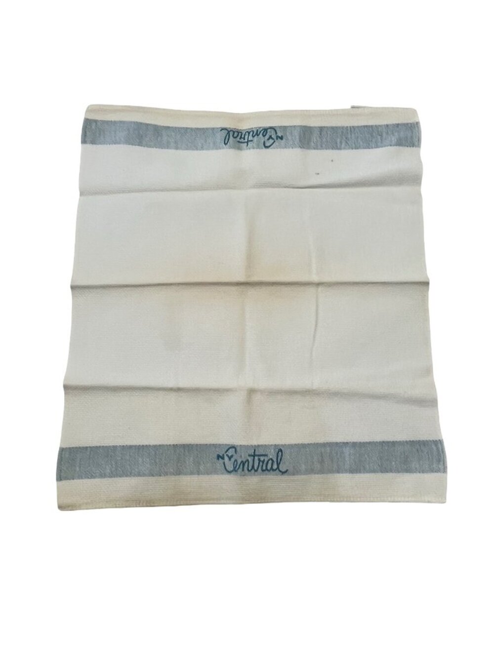 Vintage NY Central Railroad Towel Cannon Blue Stripe Linen Dining Car 18x15